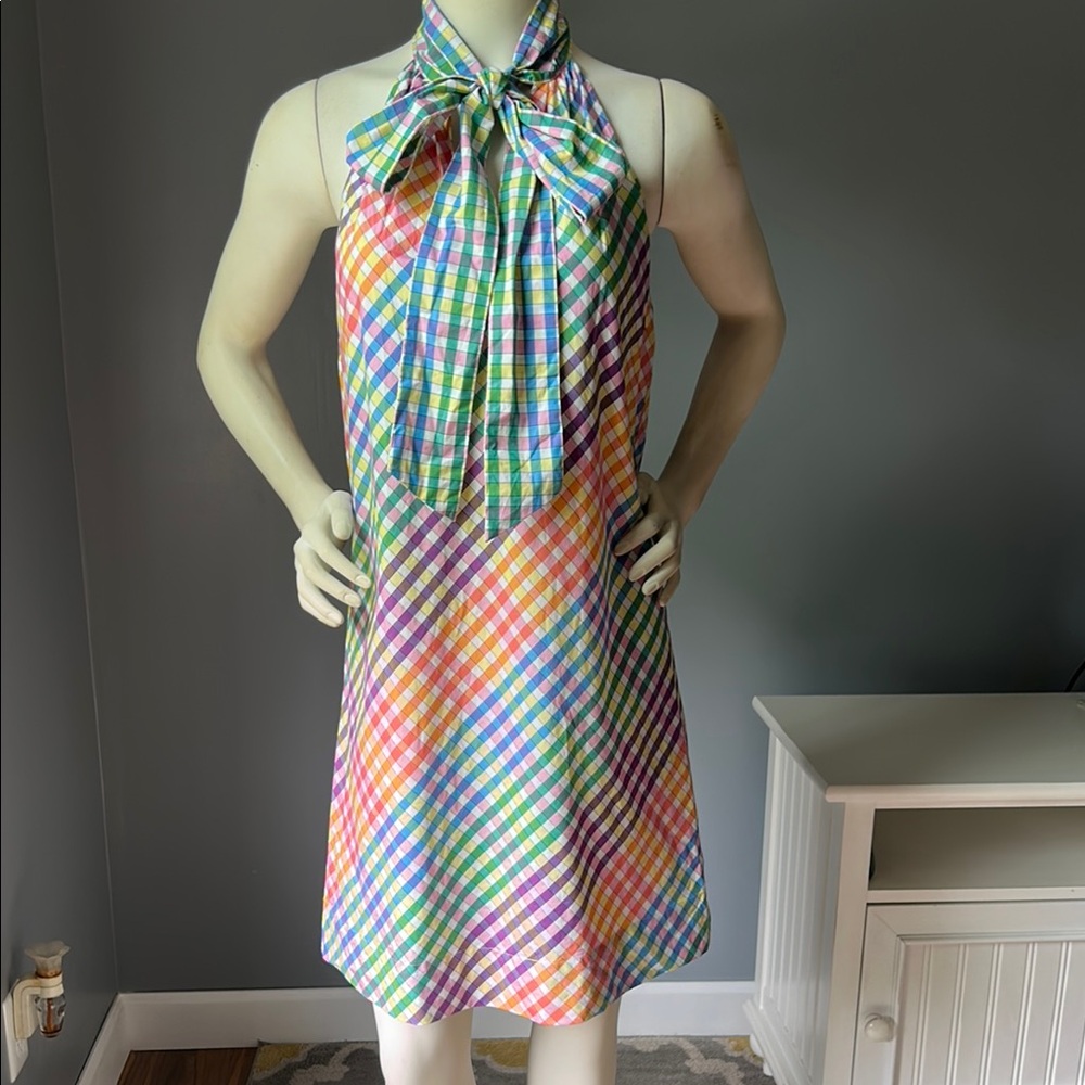 J Crew Multicolor Gingham Plaid Halter Dress - Picture 2 of 12